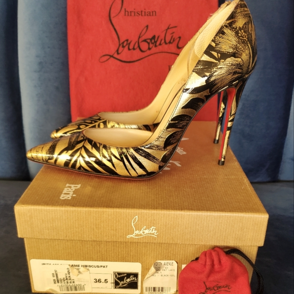 Christian Louboutin Iriza Black Gold 100mm 36.5